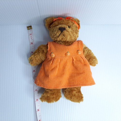 Vintage Plushland 8" Teddy Bear Plush Orange Dress Stuffed Animal Toy 2000 - Imagen 4 de 6