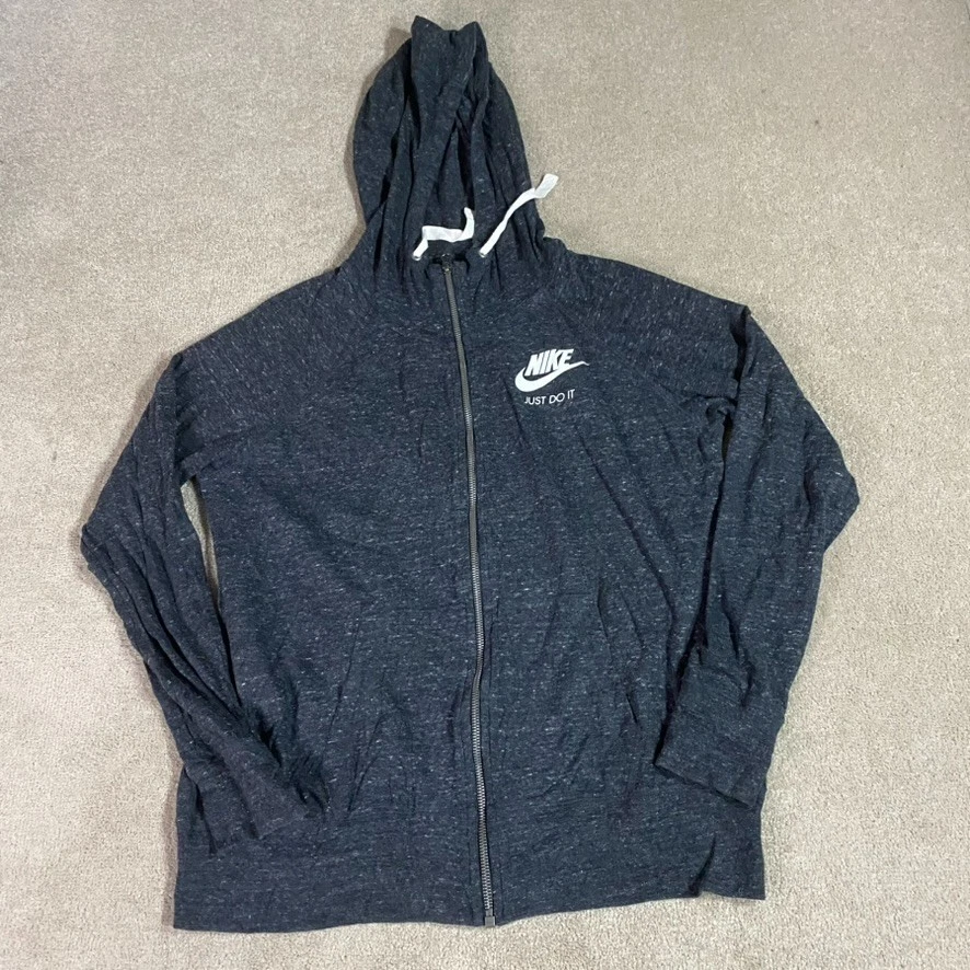 Nike Jumper Womens Small S Grey Hoodie Full Zip Athletic Just Do