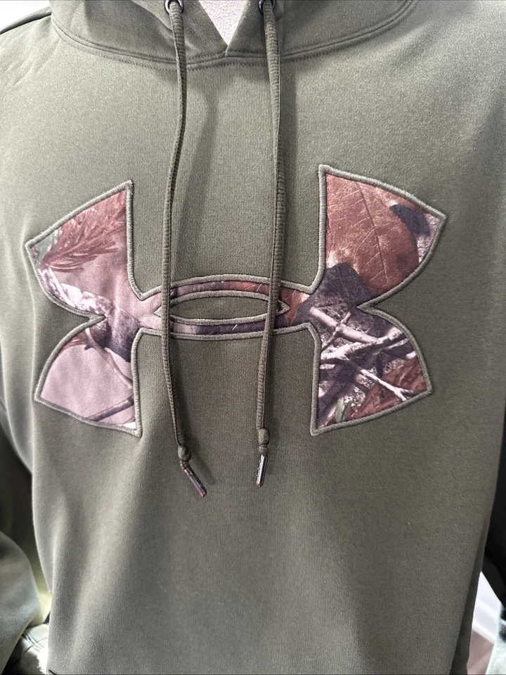 Under Armour Mens Hoodie Large Green Camo Storm Hunting Sweatshirt Camp Outdoor - Image 3 of 4