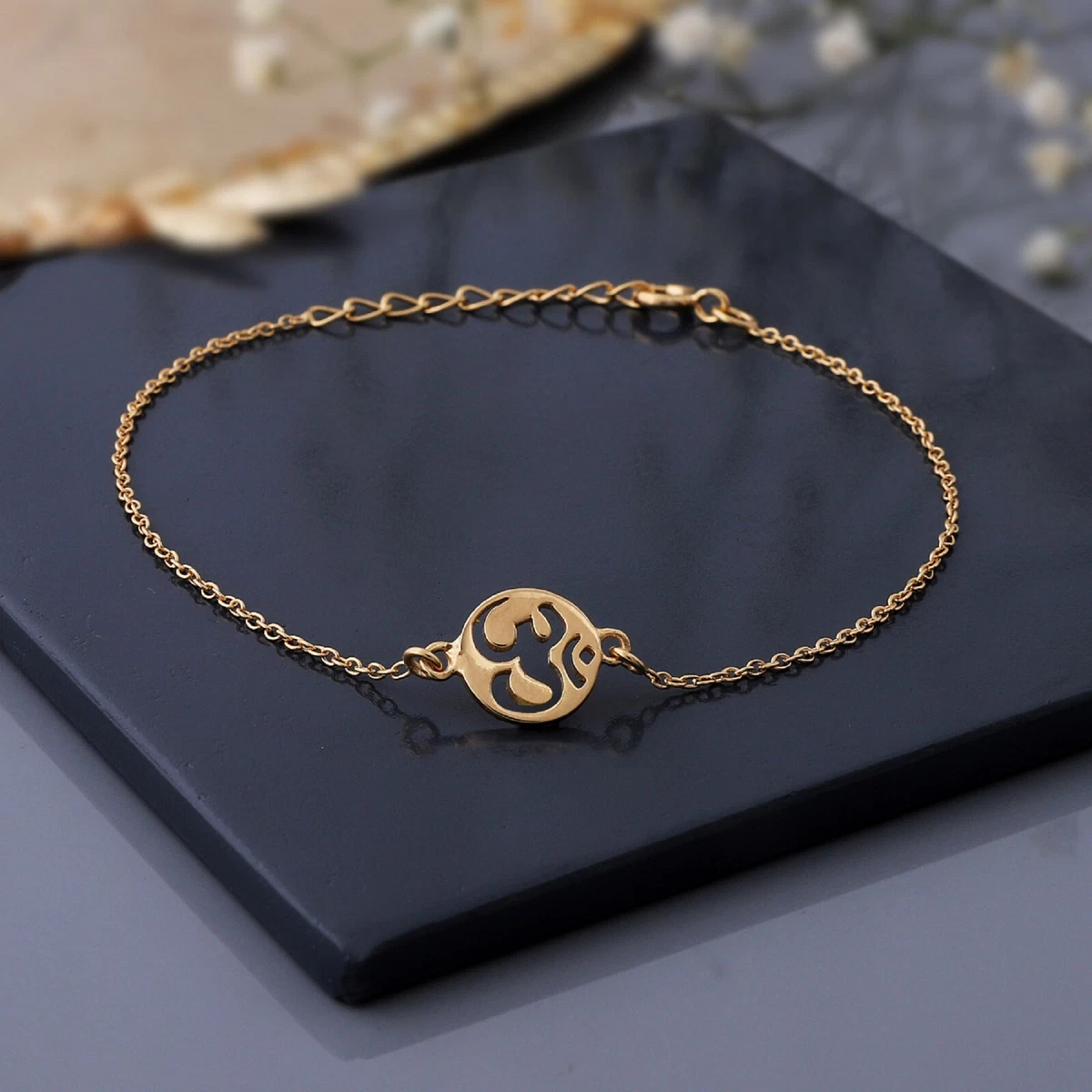 Antique Silver Om Charm on Beads Bracelet – byronshirts