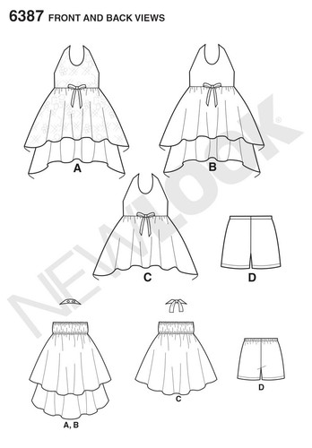 New Look Sewing Pattern 6387 Girls 3-8 Easy Halterneck Dress and Shorts - Picture 3 of 5