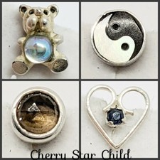 Solid sterling 925 silver nose piercing stud Pandora, teddy sapphire heart yin y