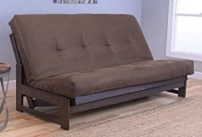 Aspen Style Wood Frame & Chocolate Suede Innerspring Mattress Full Size Sofa Bed