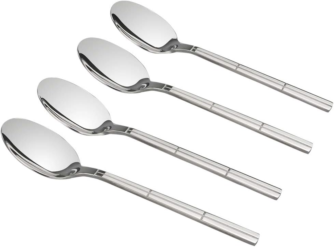 12-Piece Stainless Steel Dessert Spoon Flatware Set for Elegant Dining