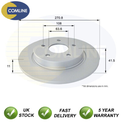 Brake Disc Rear Comline Fits Ford Focus 2010- #1 2023618 1704765