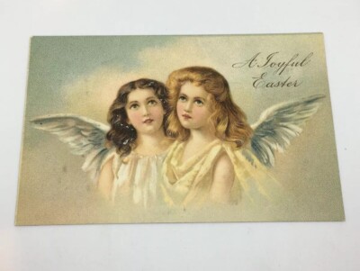 A Joyful Easter Angels Posted 1908 Embossed Postcard  / Very Good Condition