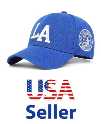 Unisex LA Letter Embroidered Baseball Cap  Adjustable Hat Blue US Seller