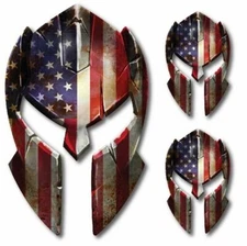 3 Pack Molon Labe Helmet American USA Flag Vinyl Decal Bumper Sticker Car Truck