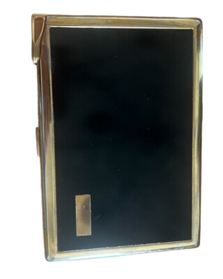Vintage Colibri Black Lacquer Gold-tone Cigarette Case & Built In Lighter  EUC