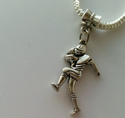 Football Player Sport Dangle Bead fits Silver European Charm Bracelets Necklace - Picture 3 of 3