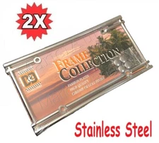 2pcs Chrome STAINLESS STEEL METAL LICENSE PLATE FRAME TAG with Screws Cover Cap