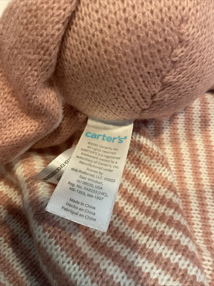 Carter's Knit Rabbit 婴儿安全毯 兔子 粉红色 紫红色 婴儿 爱人 女孩 — 第 3/4 张图片