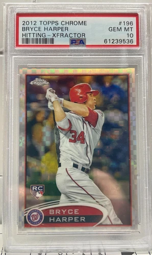2012 Topps Chrome BRYCE HARPER #196  Rookie Hitting Xfractor  PSA 10 GEM MINT