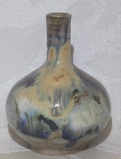 Vintage Studio Art Pottery Drip Glaze Stoneware Vase 5” Brown Blue Trevor Picter