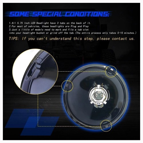 4PCS 5 3/4" 5.75" LED Headlights Hi/Lo Beam Lamp For Chevy Corvette C3 68-82· - Picture 5 of 8