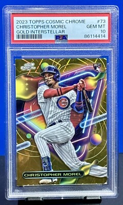 PSA 10!! 2023 TOPPS COSMIC CHROME CHRISTOPHER MOREL ROOKIE GOLD 