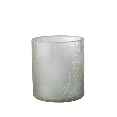 Teelichthalter Teelichtglas Windlicht aus Crush Glas grau Rauchglas Farbverlauf 
