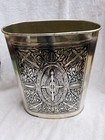 Vintage Gold Toned Metal Bathroom Wastebasket