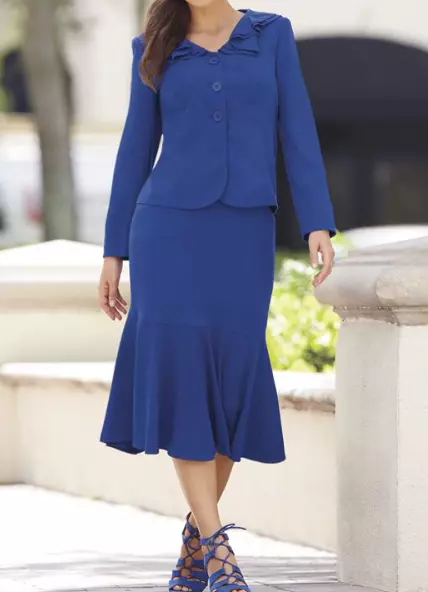 Navy blue women's skirt suit cheap