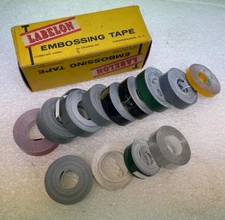 12 Rolls  Vtg Rotex LabelOn Labeling Embossing Tape Assorted Sizes & Colors