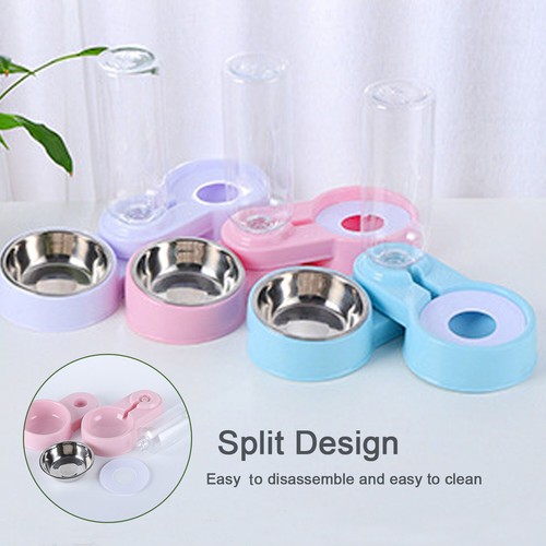 Pets Cat Dog Food Feeder Dish Bowl Water Dispenser Bottle Drinking Automatic - Picture 9 of 15