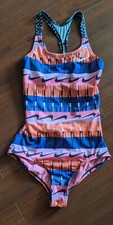  85 Nike Kids Girl's Pink Clash Racerback One Piece Swimsuit Swimwear Size Large
