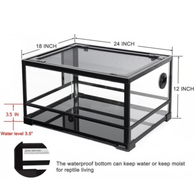 REPTI ZOO 20 Gallon Reptile Glass Terrarium Easy Clean Tank 30'' x 12'' x 12''