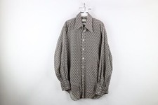 Vtg 60s 70s Streetwear Mens Large Tapestry Geometric Collared Button Shirt USA