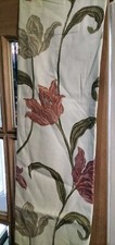 Cream BG Floral Curtains Two Pairs And 1 Set Of Tie Backs. 44"x47.5"D & 54"x72"D