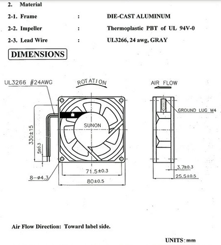 10x SUNON AC Fan SF11580AT 1082HBL GN 8x8x2.5cm AC115V AC110V * 1082HBL.GN 8x8cm - Picture 6 of 6