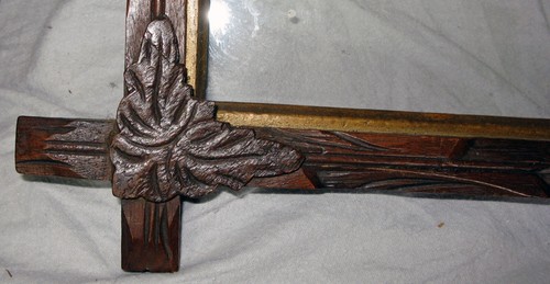 Antique Black Forest Carved Wood Picture Frame Tramp Folk Art, Large, 19" by 16" - Picture 5 of 14