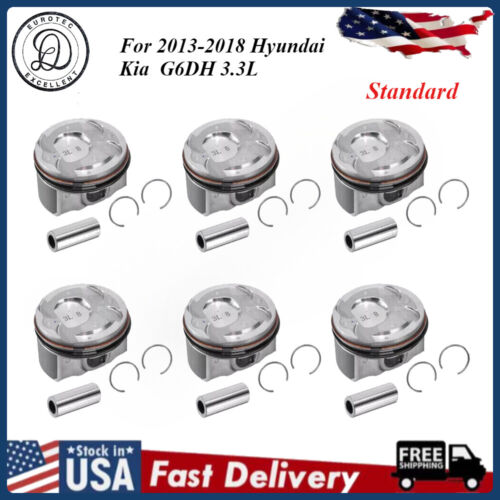 230413CFA0 Engine Piston & Piston Ring Set for 2013-2018 Hyundai Kia 3.3L-V6 STD