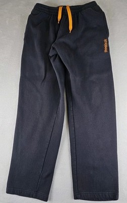 Reebok Mens Joggers Sweatpants Drawstring 4 Pocket Gray Bold Orange Logo Medium