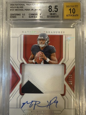 #ad 2024 National Treasures Silver Michael Penix True RPA 25 BGS 8.5 10 🔥Pop 1🔥 $1395.00