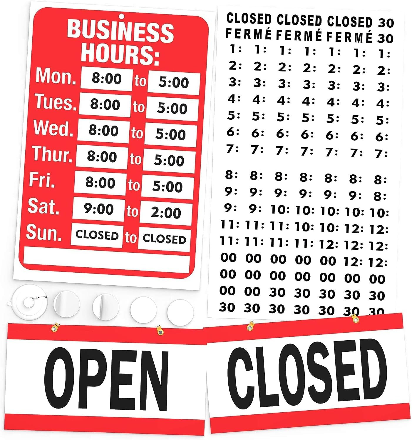 Open Closed Sign for Business - Ideal Office Hours Sign for Glass Door or Window