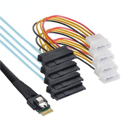 PCIE SAS 4.0 SFF-8654 4i 38pin Host zu 4X SFF-8482 Adapter mit 4P Stromkabel