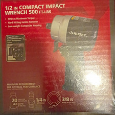 Husky 12 In Compact Air Impact Wrench 500 Ft-lbs 14 In Inlet 90 Psi Husky 12 In Compact Air Impact Wrench 500 Ft-lbs 14 In Inlet 90 Psi