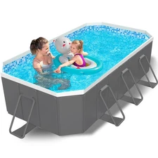 122" Non-Inflatable Foldable Swimming Pool for Family, Portable Above Ground ...