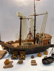 Vintage 1990s Playmobil 3750 Pirate Ship Flagship Boat Crane Treasure Chest Lot