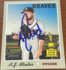 2019 Topps Heritage A.J. MINTER Rookie #232 🔥 Braves 🔥 GORGEOUS Autograph 🔥⚾️