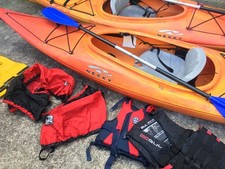 🛶 Necky Kayaks x2 – Orange Touring Kayaks + Full Gear Bundle-Paddles, Jackets,