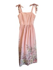 Joie Light Pink Floral Maxi Dress Tie Straps Large Soft Girl Cottagecore