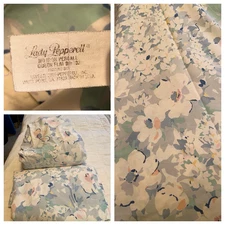 VTG 90'S LADY PEPPERELL BLUE FLORAL COTTON BLEND FLAT & FITTED SHEETS