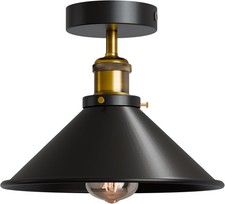 Industrial Vintage Ceiling Light Fitting Metal Black Flush Mount Light Shade E27