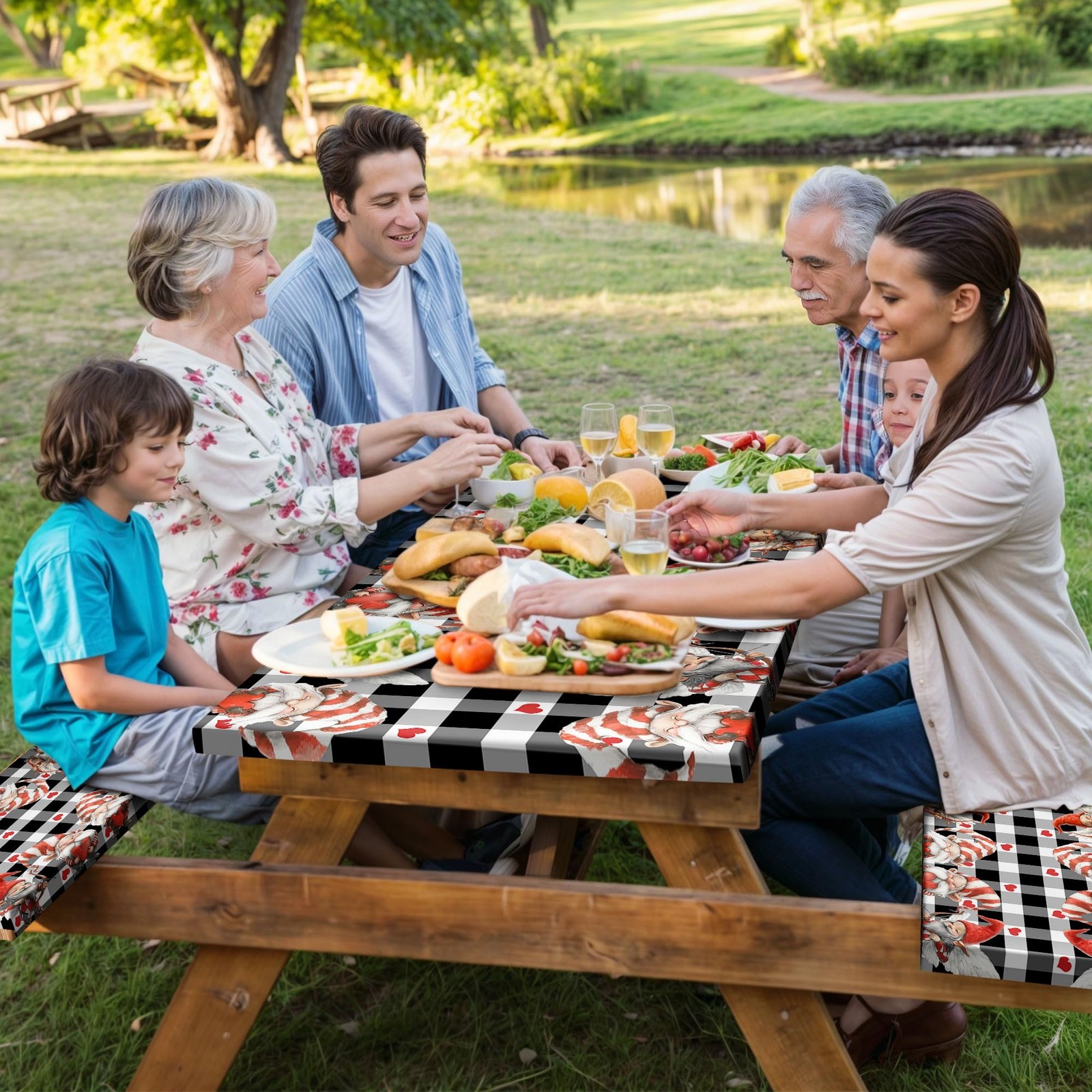 Valentine's Day Picnic Table Cover with Bench Covers, Camping Essentials, Val... thumbnail 2