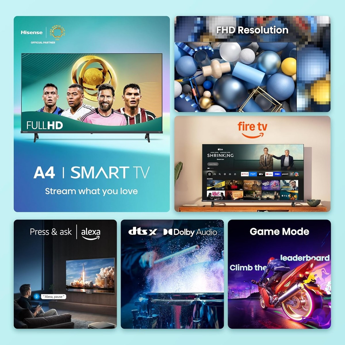Hisense 40 Inch Class A4 Series FHD Smart Fire TV 2025 Model Alexa