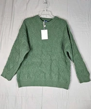 NWT! Aelfric Eden Mens Size XL HEAVY Solid Twist Sweater Olive Green 