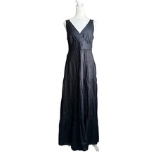 Talbots Black Cotton Tiered Maxi Dress 12 Fits M Lined Sleeveless NWT Romantic