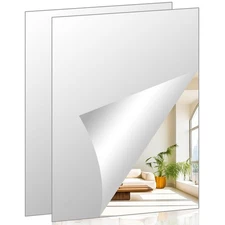 2Pcs Acrylic Mirror Sheet for Wall, 15.7" x 19.6" Large Rectangular Mirror Ti...
