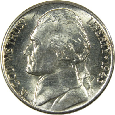 #ad 1943 D Jefferson Wartime Silver Nickel Uncirculated Mint State 5c Coin $9.99